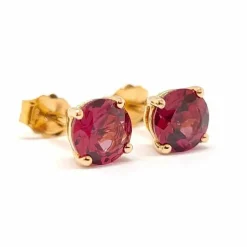 Boucles d'oreilles rhodolites or rose