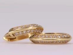 Boucles d'oreilles rond diamants or jaune 18k