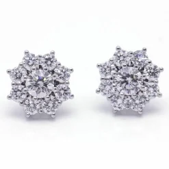 Boucles d'oreilles ROSETON en or blanc et diamants
