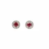 Boucles d'Oreilles Rubis Birman Diamants Or Gris 18 Carats