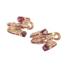 Boucles d’oreilles rubis diamants