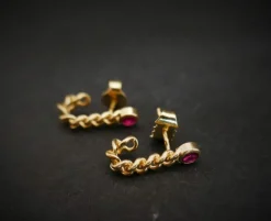 Boucles d'Oreilles Rubis, Or Jaune