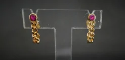 Boucles d'Oreilles Rubis, Or Jaune