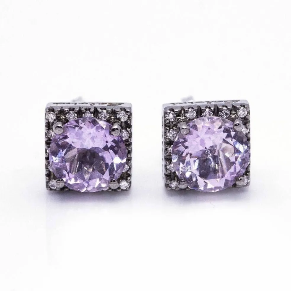 Boucles d'oreilles SALVINI Or noir Améthystes Diamants