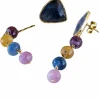 Boucles d'oreilles saphir multicolore et or