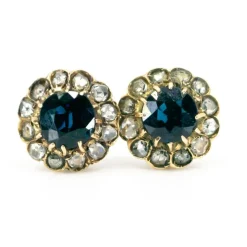 Boucles d'Oreilles Saphir, Diamant, or 18 Carats