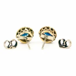 Boucles d'Oreilles Saphir, Diamant, or 18 Carats