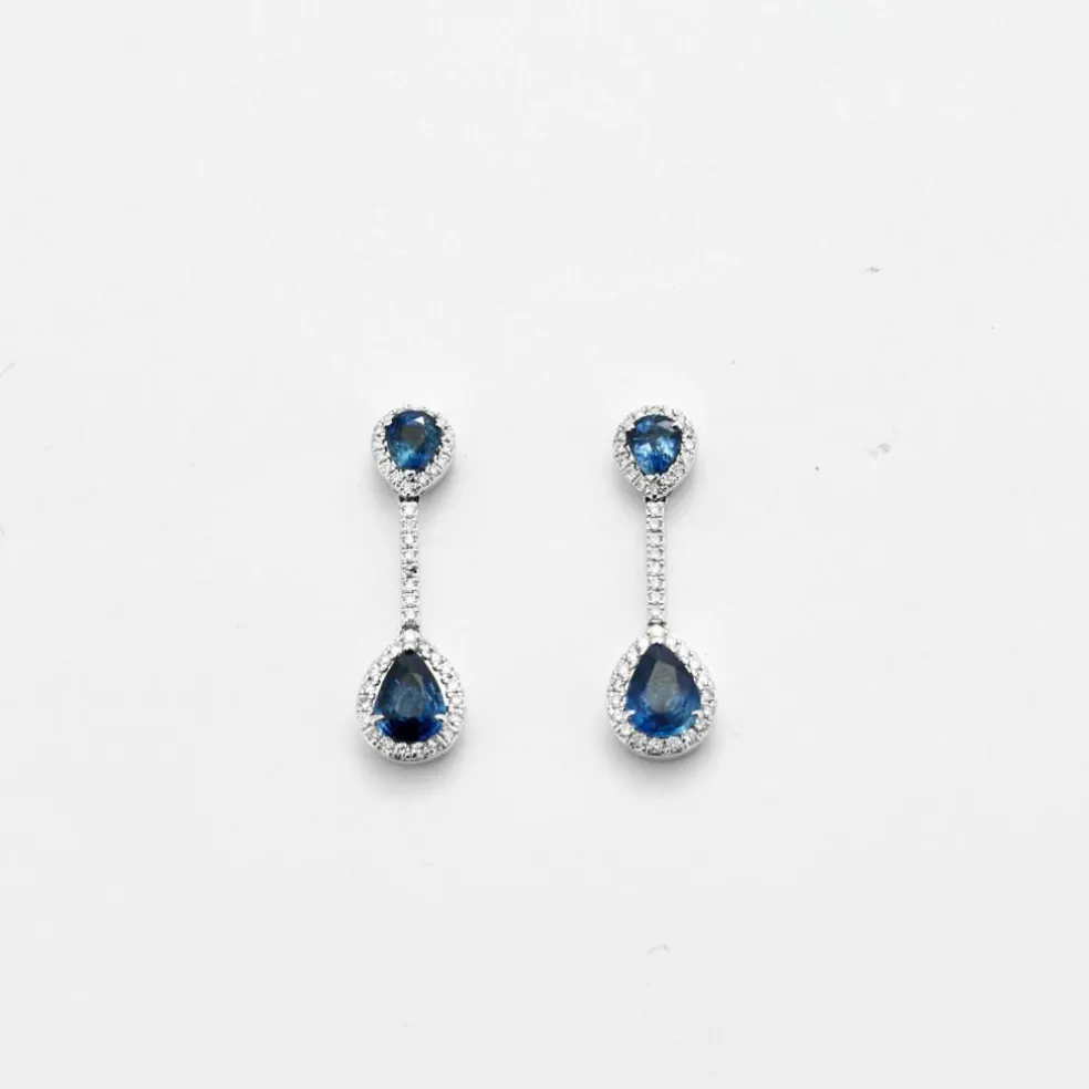 Boucles d'oreilles Saphir poire Diamants