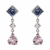 Boucles d'oreilles saphirs diamants et morganites