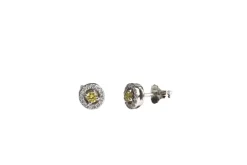 Boucles d'oreilles saphirs jaune diamants