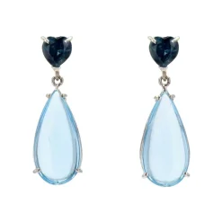 Boucles d'oreilles saphirs et aigue-marines