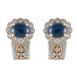 Boucles d'Oreilles Saphirs & Diamants Or Jaune