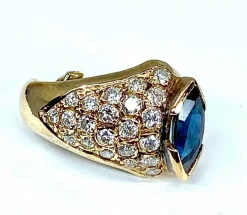 Boucles d’oreilles Saphirs navettes Diamants