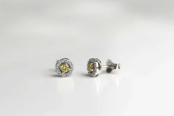 Boucles d'oreilles saphirs jaune diamants