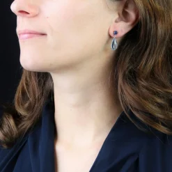 Boucles d'oreilles saphirs et aigue-marines