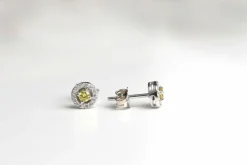 Boucles d'oreilles saphirs jaune diamants