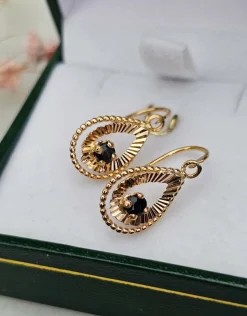 Boucles d'oreilles saphirs or rose
