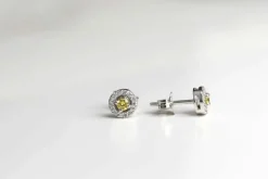 Boucles d'oreilles saphirs jaune diamants