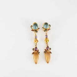 Boucles d'oreilles saphirs multicolore signées Percossi Papai