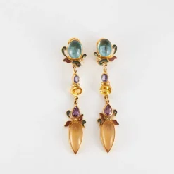 Boucles d'oreilles saphirs multicolore signées Percossi Papai