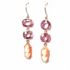 Boucles d'oreilles spinelles roses camées