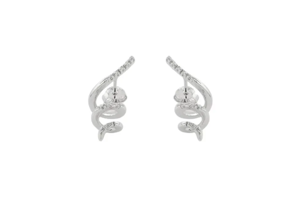 Boucles d'oreilles spirales en or blanc et diamants