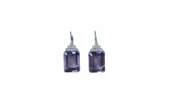 Boucles d'Oreilles Style Art Déco Améthyste et Diamant