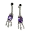 BOUCLES D'OREILLES STYLE ART DÉCO DIAMANTS ONYX AMÉTHYSTE