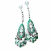 Boucles d'oreilles style Art Déco platine diamants et émeraudes
