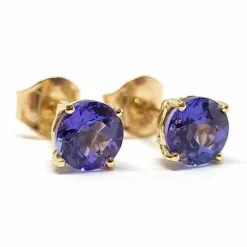 Boucles d'oreilles tanzanites or jaune
