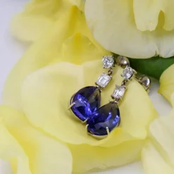 Boucles d'oreilles tanzanites et diamants