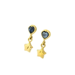 Boucles d'oreilles étoiles or jaune et saphirs