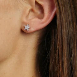 Boucles d'oreilles étoiles diamants or blanc