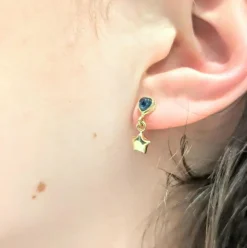 Boucles d'oreilles étoiles or jaune et saphirs