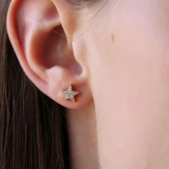 Boucles d'oreilles étoiles diamants or rose