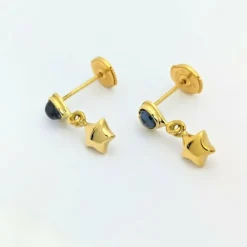 Boucles d'oreilles étoiles or jaune et saphirs