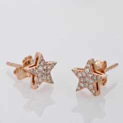 Boucles d'oreilles étoiles diamants or rose