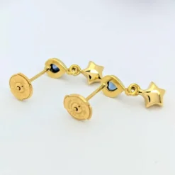 Boucles d'oreilles étoiles or jaune et saphirs