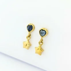 Boucles d'oreilles étoiles or jaune et saphirs