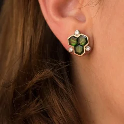 Boucles d'oreilles tourmalines et diamants
