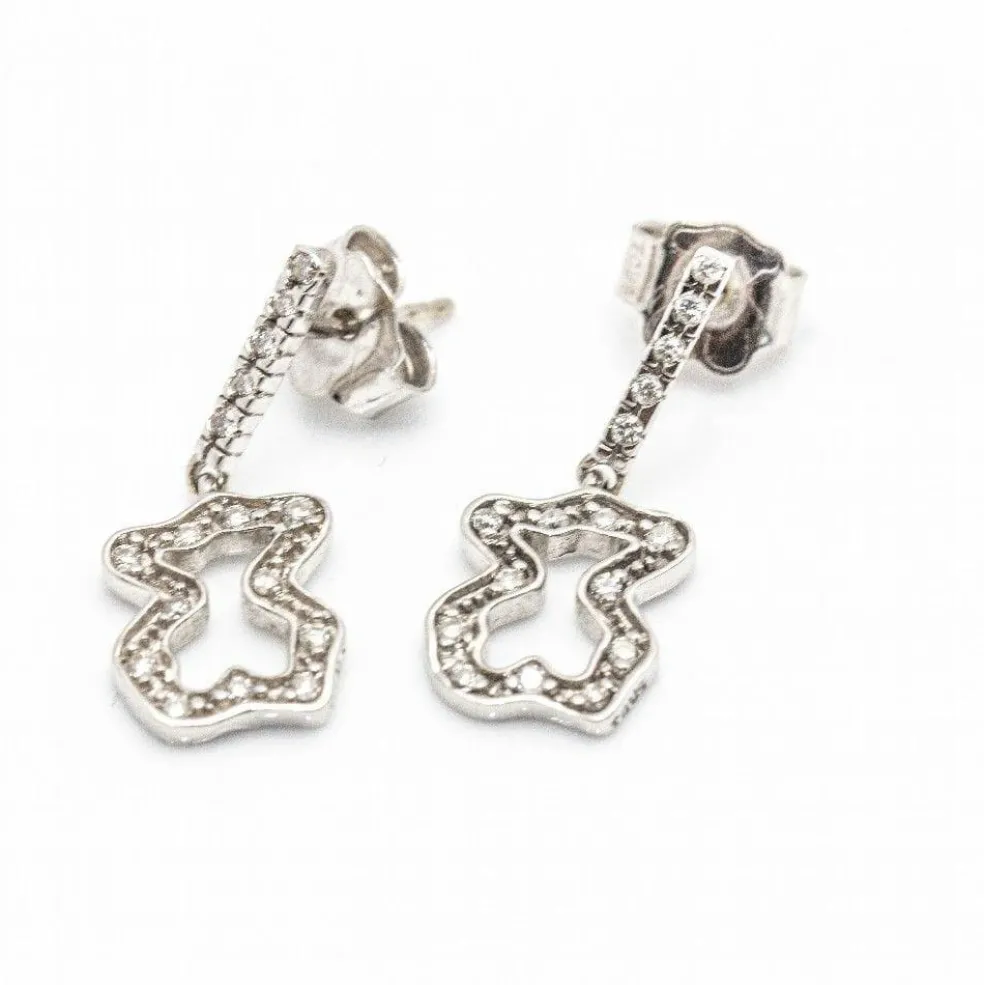 Boucles d'oreilles TOUS Or blanc et diamants.