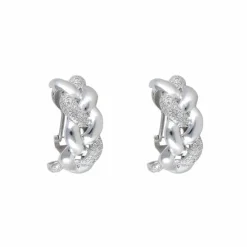 BOUCLES D'OREILLES "TRESSEES" OR & DIAMANTS