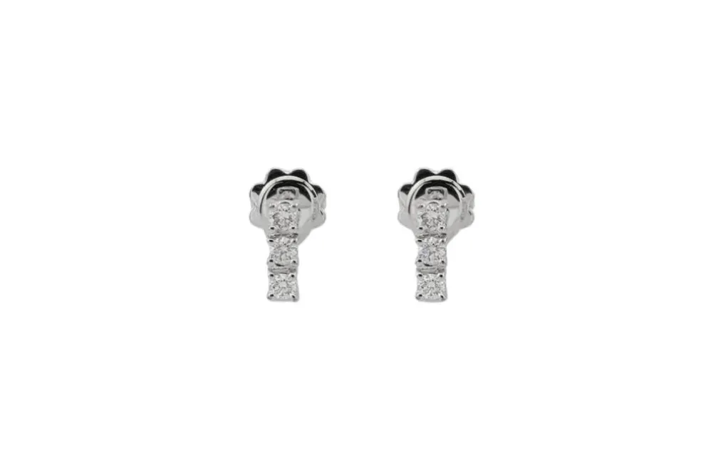 Boucles d'oreilles Trilogie en or blanc et diamants