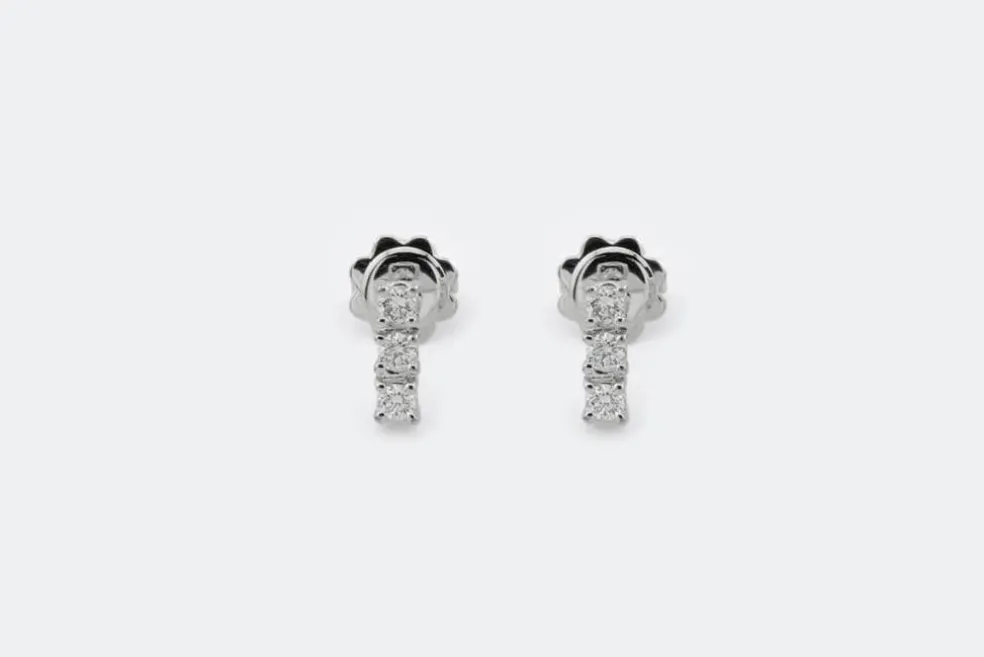 Boucles d'oreilles Trilogie en or blanc et diamants