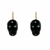 Boucles d'oreilles Têtes de mort agate noire