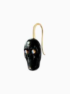 Boucles d'oreilles Têtes de mort agate noire