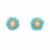 Boucles d'oreilles turquoises perles et or