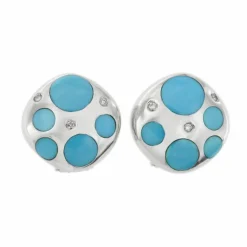 Boucles d'oreilles turquoises et diamants