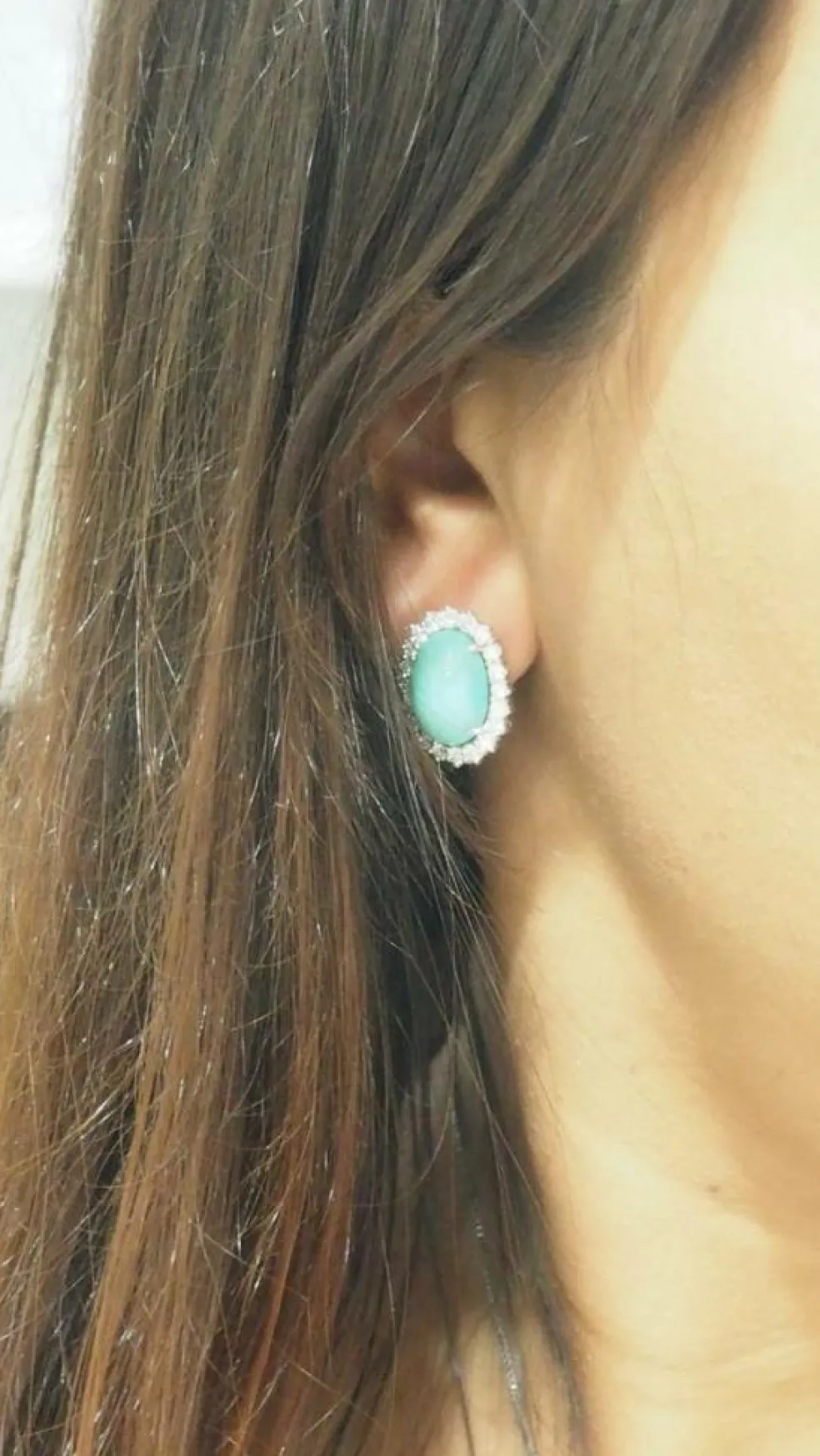 Boucles d'oreilles Turquoise Diamants