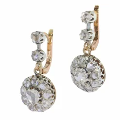Boucles d'oreilles victoriennes avec diamants taille rose délicats